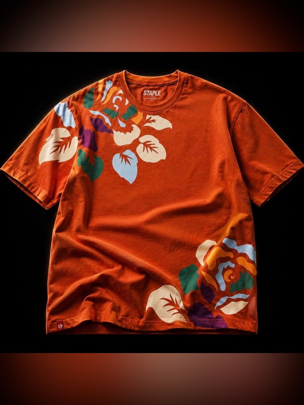 Staple Rust Orange Floral Graphic Short Sleeve T-shirt - Size 2XL - NWT